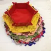 Hexagon Foldable Candy Fruit Storage Box Chinese style Silk Brocade Crafts Trinket General cargo Storage Baskets Diameter 7x8x3 in7320695