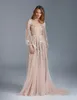 Paolo Sebastian Prom Dresses Sexy See من خلال الأكمام الطويلة خط Tulle زهرة الطيور