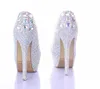 10/12/14 cm Sapatos De Casamento De Salto Alto Brilhantes AB Noiva de Cristal Sapatos Formal Vestido de Plataforma de Festa de Strass Saltos de Baile de Formatura