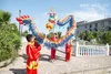 Kinderen Maat Blauw Vergulde Chinese Kid Dragon Dance Folk Festival Celebration Costume