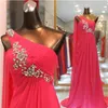 2015 IN Stock Wholesale One Shoulder Ruffle Chiffon Long Prom Evening Bridesmaid Dresses With Beaded