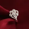 Frete Grátis Novo 925 Sterling Silver moda jóias Rose Flor Diamante Branco Com Pave zircon anel hot vender menina presente 1726