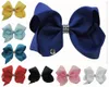 100PCs Girls 5 "Ribbon ABC Hair Bows Alligator Clips med med Rhinestone i mitten Huvudbåge Hår Elastiska Slipsar Tillbehör HD3494