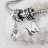 Alfabeto Ciondola M 013 100% 925 Sterling Silver Beads Fit Pandora Charms Bracciale Autentici gioielli di moda fai da te