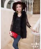 2017 Hösten Vinter Nya Kvinnors Fashion Ostrich Fur Warm Candy Color Bow Lacing Medium Lång Vest Ärmlös Coat Casacos SMLXL