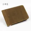 High Qulaity Crazy Leather Retro Men Money Clip Thick Leather Genuine Leather Clip Dollar Price Metal Money Wallet Card Purse