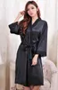 2017 Ladies Womens Solid Plain Satin Rayon Robe Pajama Underkläder Sleepwear Kimono Gown PJS #3726