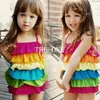 rainbow swimsuit girl swimsuit swimwear kids girl one piece swimsuit bathing suit one piece swimsuit Cake layered Swimsuit free shipping