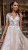 2018 новый дизайнер высокое качество-Line свадебные платья бальное платье великолепный и длинные рукава с V-образным вырезом свадебные платья