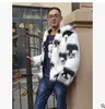 Wholesale- S/3Xl Mens Hooded Large Size Faux  Fur Skull Printing Casual Winter And Autumn Fur Jackets Patchwork Male Outwears Clothes C3