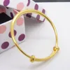 massif 24k or jaune rempli lisse 3mm bébé bracelet bracelet 2pcs / lot diamètre intérieur 1,85 pouces