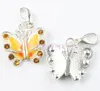 7 colors Emalia Butterfly Rhinestone Charms 56pcs Lot 22x35 mm Serce Pływające klamry Urok do szklanego mieszkalnego medalia pamięci C215A