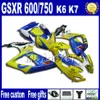 ABS Fairing Kit voor Suzuki GSXR 600 750 06 07 K6 White Blue Black Motobike Onderdelen GSX-R 600/750 2006 2007 Verklei FS60