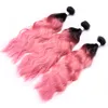 濡れて波状の人間の髪の束トップ販売オンビア人間の髪の毛織り1bピンクの水波束安い2つのトーンオンビールブラジルの髪