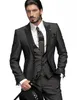 Groom Tuxedos Slim Fit One Button Charcoal Szary Najlepszy Man Peak Black Lapel Groomsmen Mężczyźni Garnitury Ślubne (Kurtka + Spodnie + Kamizelka + Kamizelka) H751