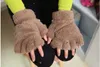 Ladies Winter Fingerless Gloves Mittens Fluffy Bear Cat Plush Paw Claw Half Finger GloveHalf Cover Women Female Glove 12pcs/Lot FreeShipping