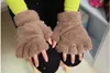 Dames Winter Vingerloze Handschoenen Mittens Fluffy Bear Kat Pluche Paw Claw Halve Vinger GloveHalf Cover Dames Vrouwelijke Handschoen 12pcs / Party Freeshipping