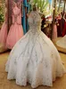 Robe de bal perlée robes de mariée licou étage longueur organza cristal strass sexy robe de mariée de luxe robes de mariée personnalisées