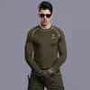 Outdoor Men Tactical Elastic Trainning Tights Solid Breathable Underwear Quick Dry Long Sleeve T Shirts Top Shirt Free Shipping