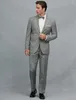 Custom Made Two Button Light Grey Groom Tuxedos Peak Lapel Groomsmen Mens Wedding Prom Suits (Jacket+Pants+Girdle+Tie) H300