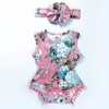 2019 Lato Baby Girl Pajacyki Dość Kwiat Tassel Romper + Pałąk 2 Sztuk Dziewczynek Odzież Kwiatowe Kombinezony Dzieci Dzieci Dziewczyna Kombinezon Outfits