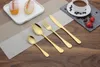 High-grade Gold Cutlery spoon fork knife tea spoon Matte Gold Stainless Steel Food Silverware Dinnerware Utensil