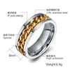 316L Stainless Steel IP Gold Plated High Polished Men Fashion Rings Silver/Gold 8mm Size 6-15