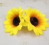 100pcs 2.8 "tournesol bourgeons têtes de fleurs en soie artificielle pour la maison de mariage décoration de bouquet de mariée