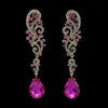 European style gold silver plated alloy full rhinestone crystal statement large long earrings