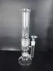 H: 37CM Pipe à eau en verre Bong 18 "pouces Pipe à eau droite en verre pur TreePerc avec trois percolateurs de pneus en nid d'abeille Qualité de la marque