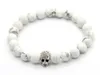 2015 New Design High Grade Jewelry Wholesale 8mm Natural White Howlite Stone Beads Crystal Skull Bracelets, Mens Gift