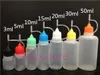 Needle bottle empty Mini plastic Long thin tip Soft PE eliquid oil dropper bottle 3ml 5ml 10ml 20ml 30ml 50ml with colorful caps