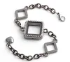 10PCS/lot Square Glass Floating Locket Bracelet With Rhinestones Magnetic Living Memory Locket Bangles Fashion Jewelrys