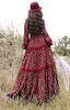 Bezpłatne wysyłki 2020 Moda Kwiatowy Drukuj Kobiety Czeski Bawełna Długie Maxi Kwiat Lampion Rękaw Sukienki Wiosna I Jesień Gorąca Gorąca Sprzedaż