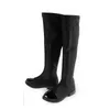 Size30-37 grands enfants bottes de genou filles 2015 nouvelle mode noir étirable tissu pu printemps en cuir / automne / hiver botte pour les adolescentes