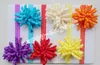 Girl Boutique Solid Korker curly Ribbon Hair clips bows Elastic Iridescent headband baby corker hair bands Christening hair ties 50pcs PD01