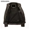 بالجملة- Enwayel Autumn Moto Moto Vintage Mens Jackets Coat Porticicle Pu Male Leather Jacket Men Dasual Stand Twice Slim Fit Lether Brown