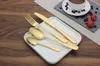 High-grade Gold Cutlery spoon fork knife tea spoon Matte Gold Stainless Steel Food Silverware Dinnerware Utensil