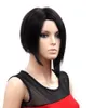 WoodFestival short wig for black women natural synthetic hair wigs straight 35cm bangs heat resistant fiber