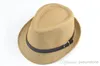 Unisex Mulheres Homens Ocasional Praia Sol Palha Panamá Jazz Hat Cowboy Cap Fedora, 6 PÇS / LOTE Frete grátis