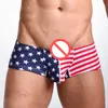 Классический американский флаг мужчина боксеры шорты сексуальные хлопковые мини-нижнее белье гей выпуклые дизайнерские трусики мужские боксерскиеsshorts низкие талии