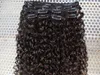 Mongolian virgin jerry curly hair weft clip in extensions unprocessed natural black color can be dyed4509088