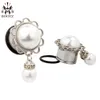 Kubooz ze stali nierdzewnej Pearl Pearl Ear Wtyczki do uszu Tunele nadwozia piercing biżuteria kolczyki nosze Expanders Whatle 6-16mm 3134