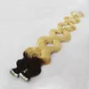 Tape In Hair Extensions Blond Ombre Brazilian Virgin Hair Body Wave 40st 100g Blond Tape Mänskligt Hår