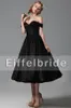 Sexy Black Prom Dresses Gowns 2015 에펠 탑에서 새롭고 어깨와 우아한 A 라인을 벗어난 매력적인 애인과 함께 차 길이의 이브닝 가운