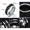 316L Edelstahl IP schwarz plattiert hochglanzpoliert Herrenmode Ringe Silber/Schwarz 8mm Größe 6-15