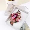 3" Gold Plated Multicolored Rhinstone Crystal Diamante Large Bridal Brooch Gift Pins