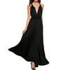 Wholesale- Women Long Bandage Dress Party Floor Length Dress Black Maxi Dress Chiffon Sleeveless V-Neck Multiway Convertible Dresses