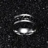 316L Edelstahl IP schwarz plattiert hochglanzpoliert Herrenmode Ringe Silber/Schwarz 8mm Größe 6-15