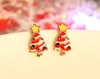 Christmas Tree Stud Earrings Korea Fashion Exquisite Diamond Cute Christmas Gift 20mm 5g Alloy + Enamel Rhinestone